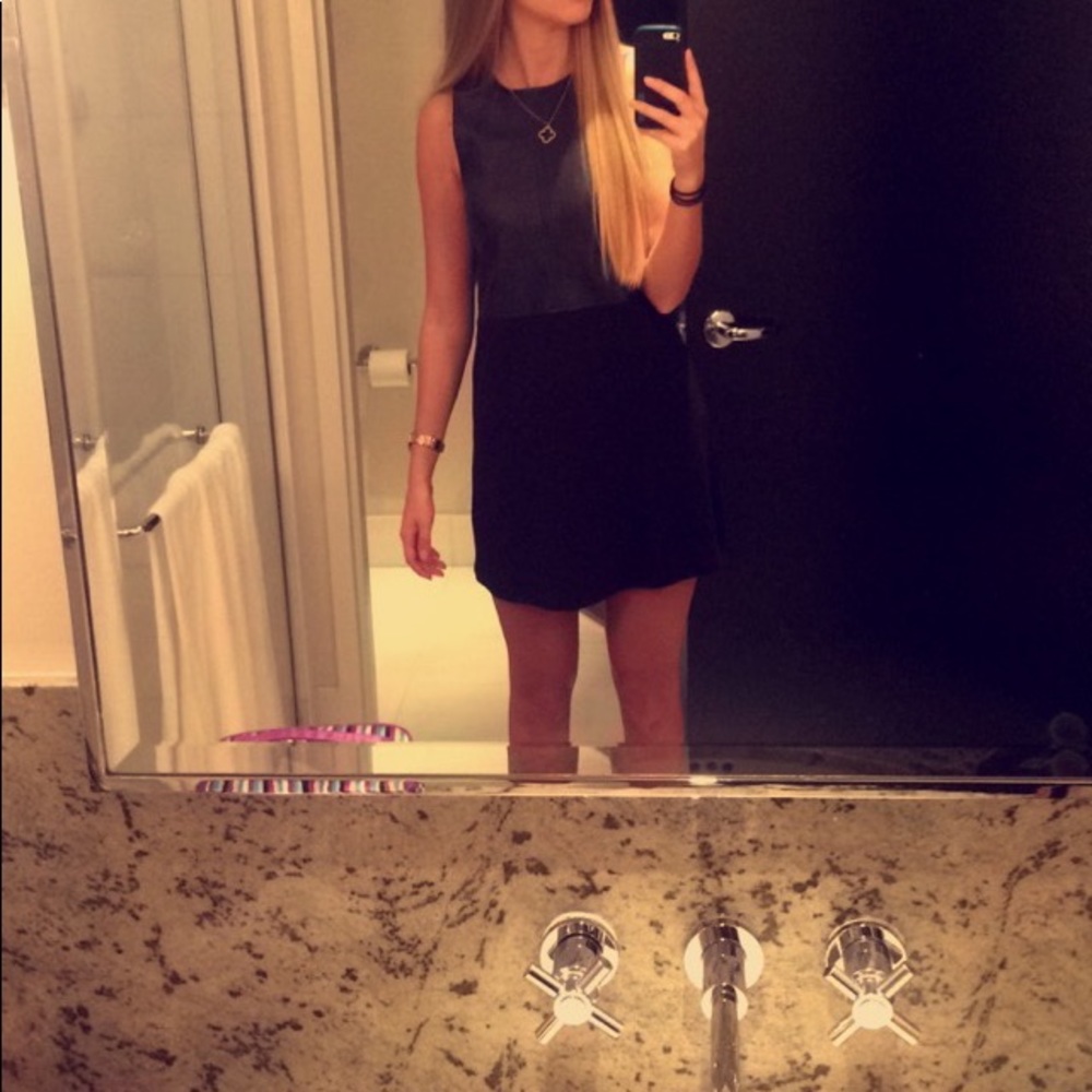 Black H&M half leather mini dress